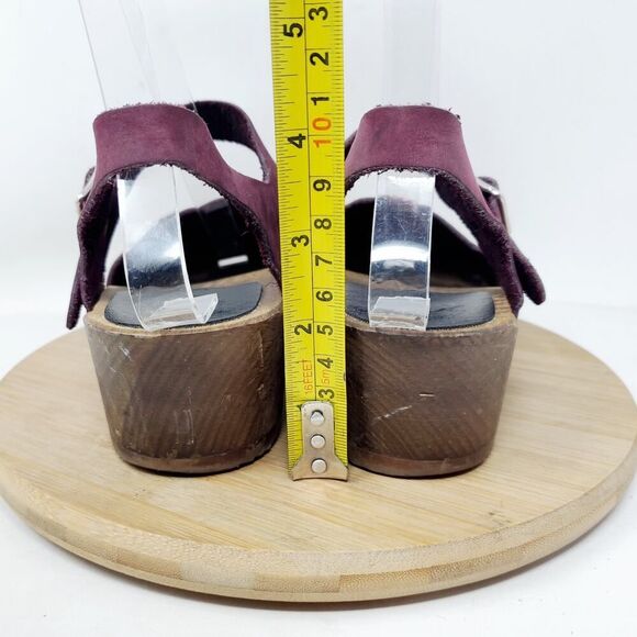 Sandgrens Milan Clogs Womens 36 Plum Nubuck Leather Scalloped Edge Straps Shoes - Picture 9 of 14